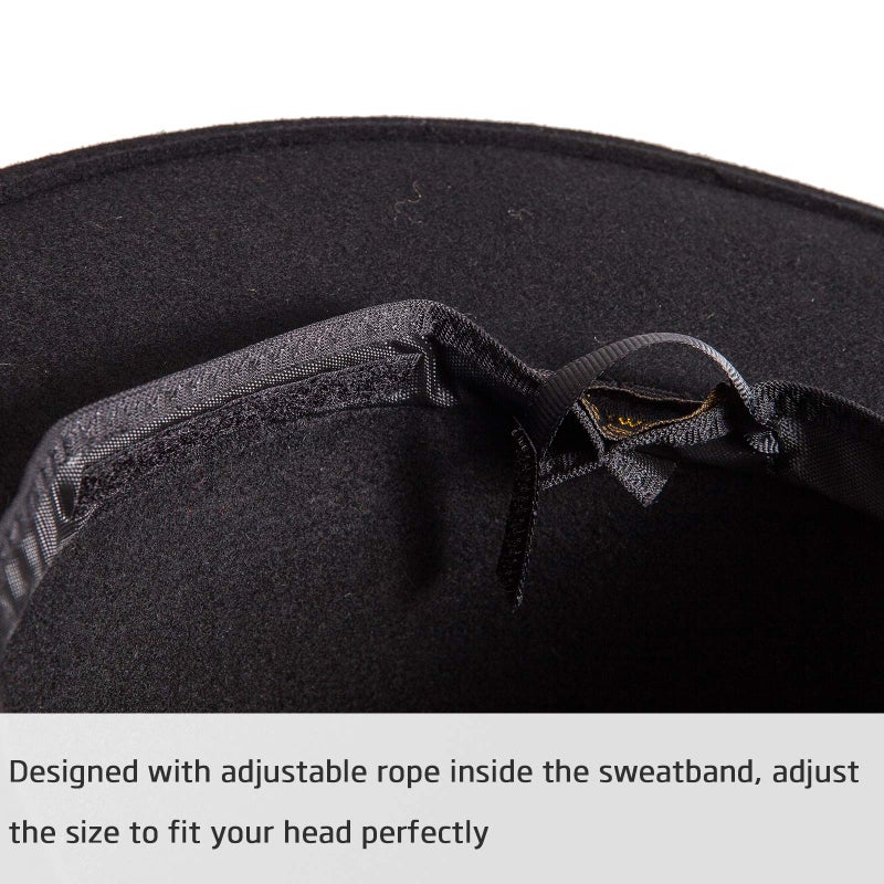 LADYBRO Fedora Hats for Women Wide Brim Hat, Incld 3 Decor Belts, Wool Felt, 58cm Adjustable Women's Fedora - Image 3